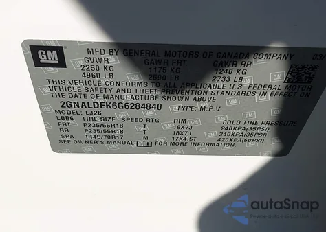 2016 Chevrolet Equinox Ltz из США, поврежденный, VIN 2GNALDEK6G6284840